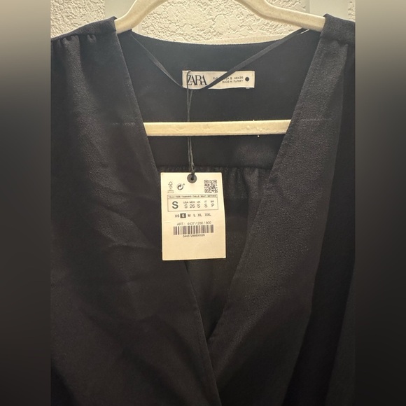 ZARA Black Long Sleeve V Neck Dress size Small - Picture 5 of 6
